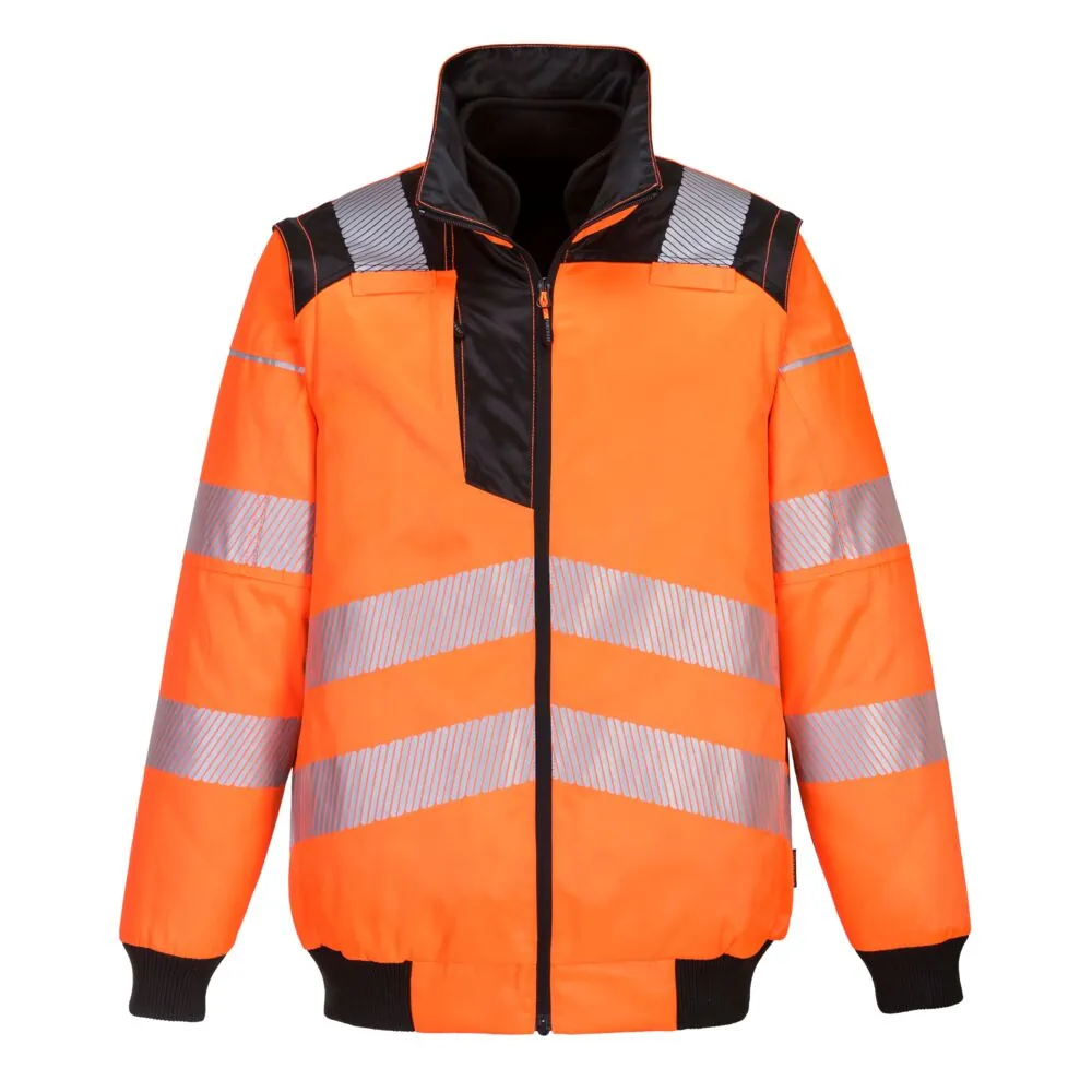Μπροστινή φωτογραφία του PW302 - Μπουφάν PW3 Hi-Vis 3-σε-1 Pilot σε Orange-Black χρώμα