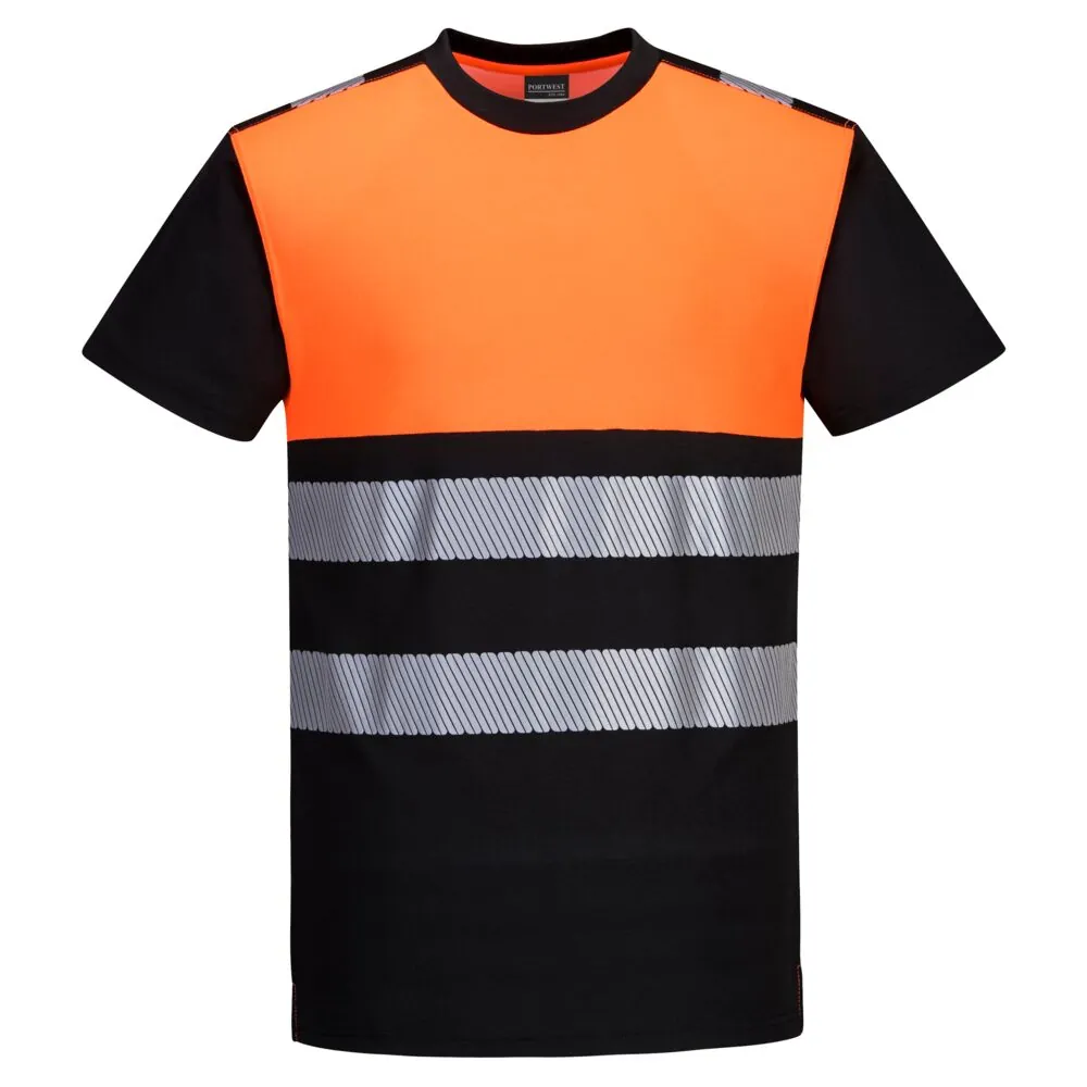 Μπροστινή φωτογραφία του PW311 - T-Shirt Ανακλαστικό Κατηγορίας 1 σε Black-Orange χρώμα