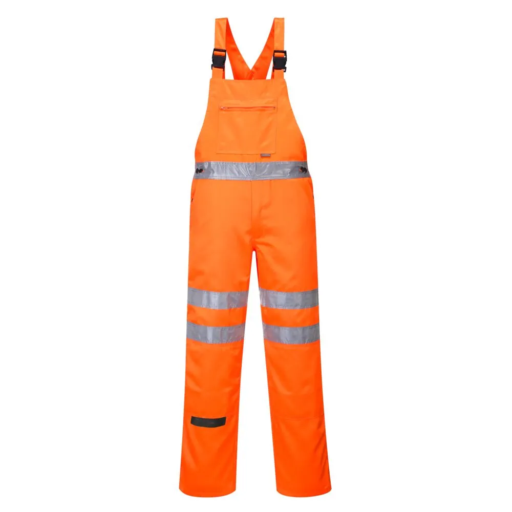Μπροστινή φωτογραφία του RT43 - Hi-Vis Polycotton Service Σαλοπέτα σε Orange χρώμα