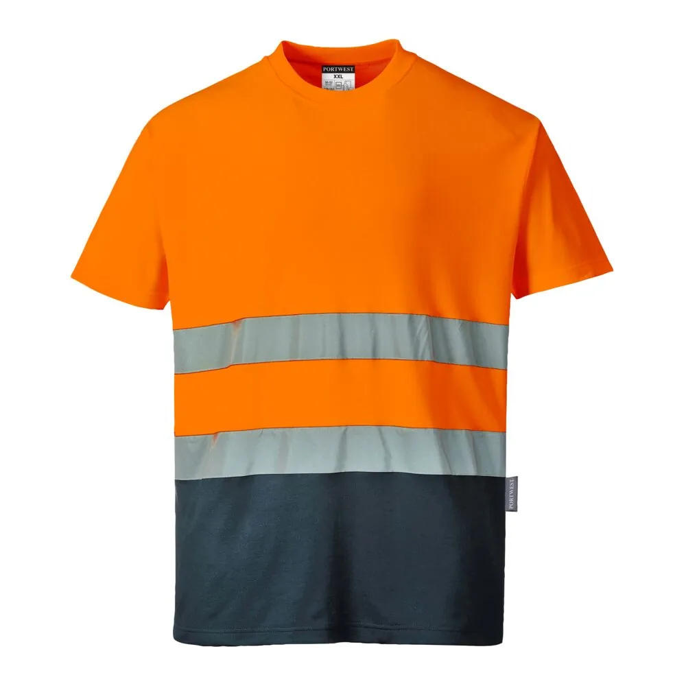 Μπροστινή φωτογραφία του S173 - T-shirt Cotton Comfort Δίχρωμο σε Orange-Navy χρώμα