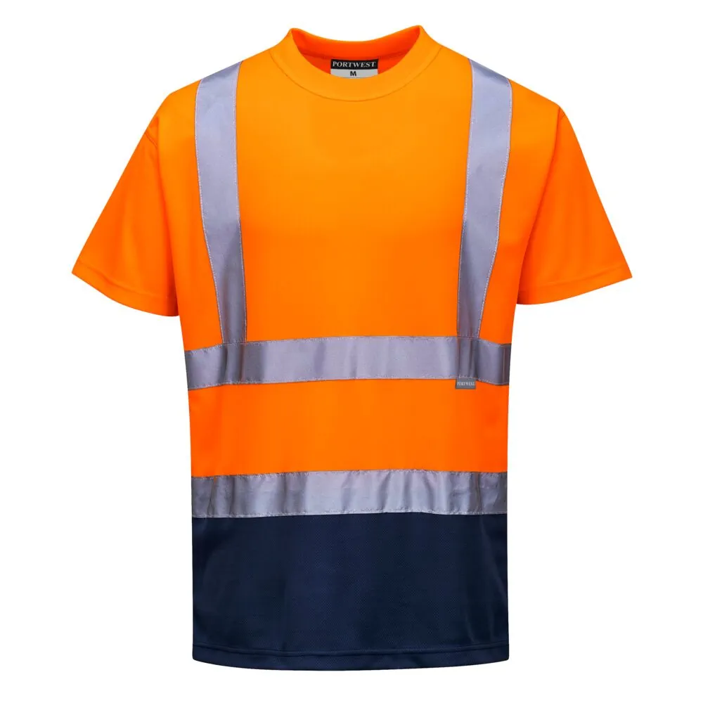 Μπροστινή φωτογραφία του S378 - Δίχρωμο T-shirt σε Orange-Navy χρώμα