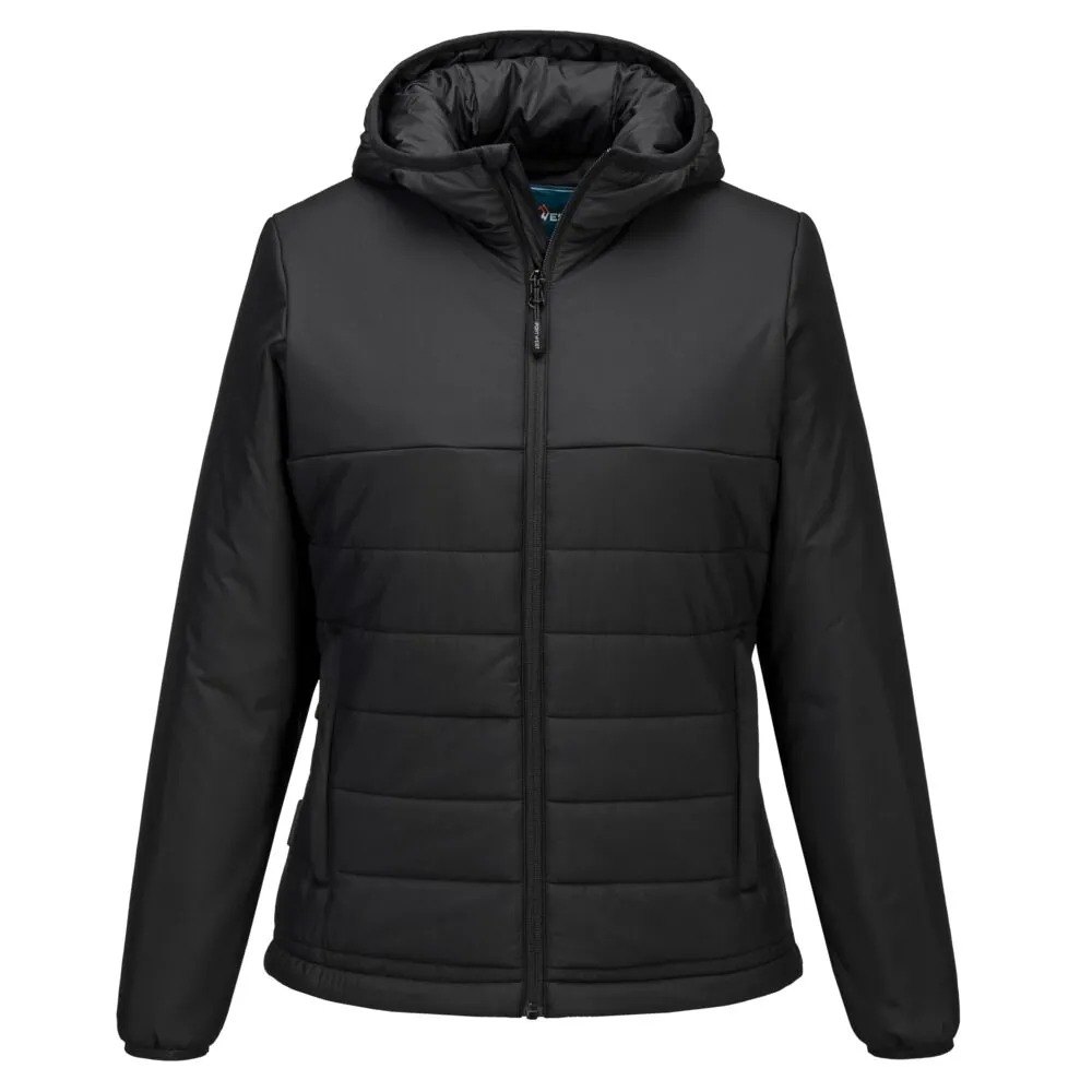 Μπροστινή φωτογραφία του S613 - Professional Women's Hooded Insulated Baffle Jacket σε Black χρώμα