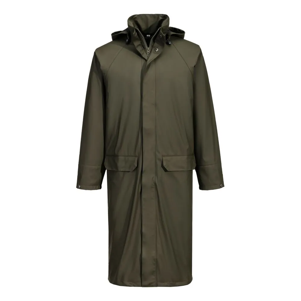 Μπροστινή φωτογραφία του S658 - Flexatex Chem Long Coat σε Forest Nights χρώμα