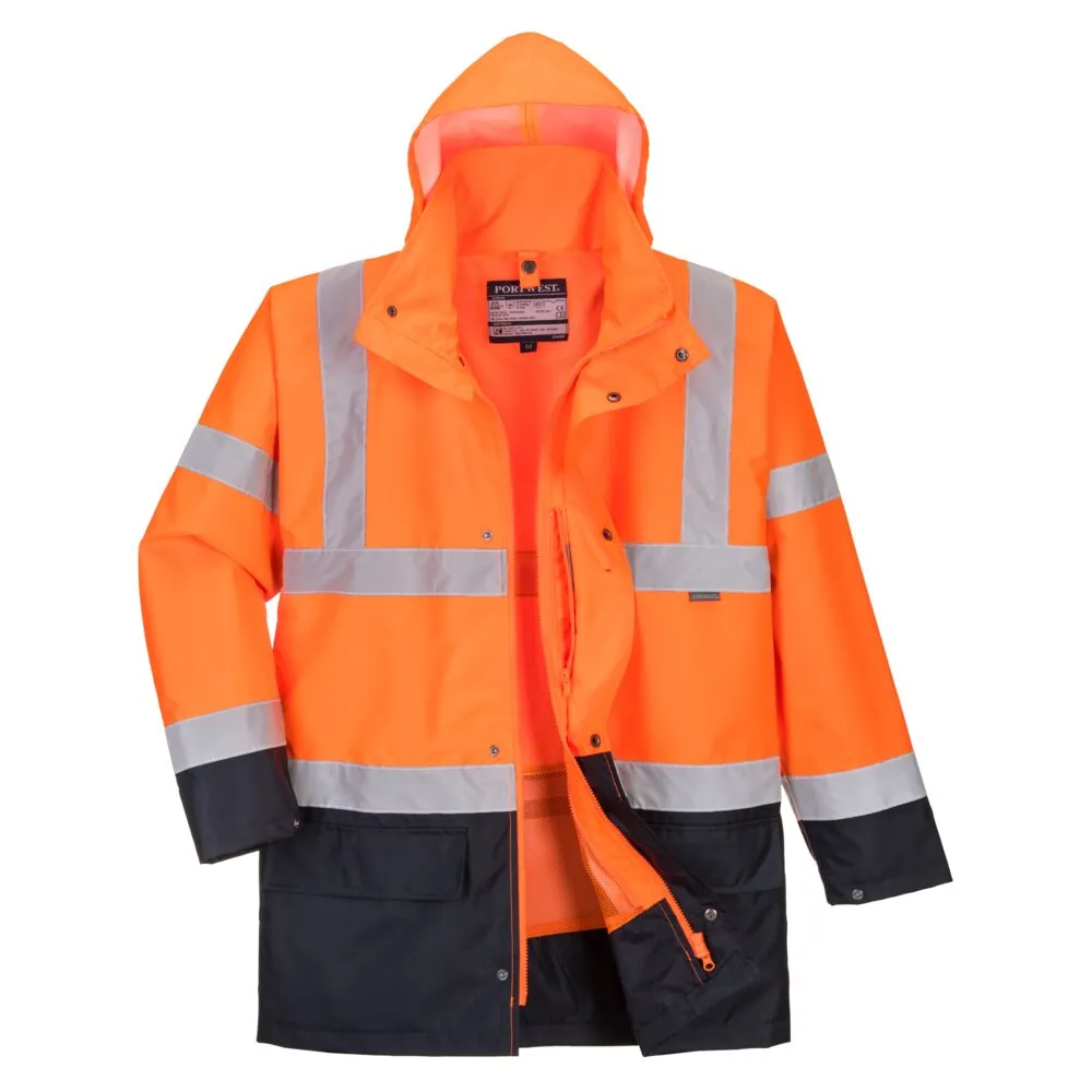 Μπροστινή φωτογραφία του S766 - Μπουφάν Hi-Vis Χρωματικής Αντίθεσης 5-σε-1 Essential σε Orange-Navy χρώμα