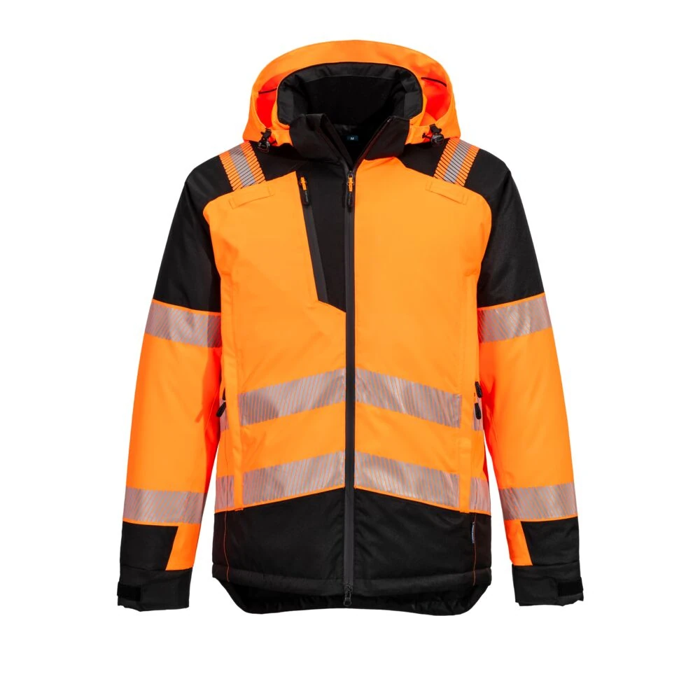 Μπροστινή φωτογραφία του T160 - PW3 Hi-Vis Winter Jacket σε Orange-Black χρώμα