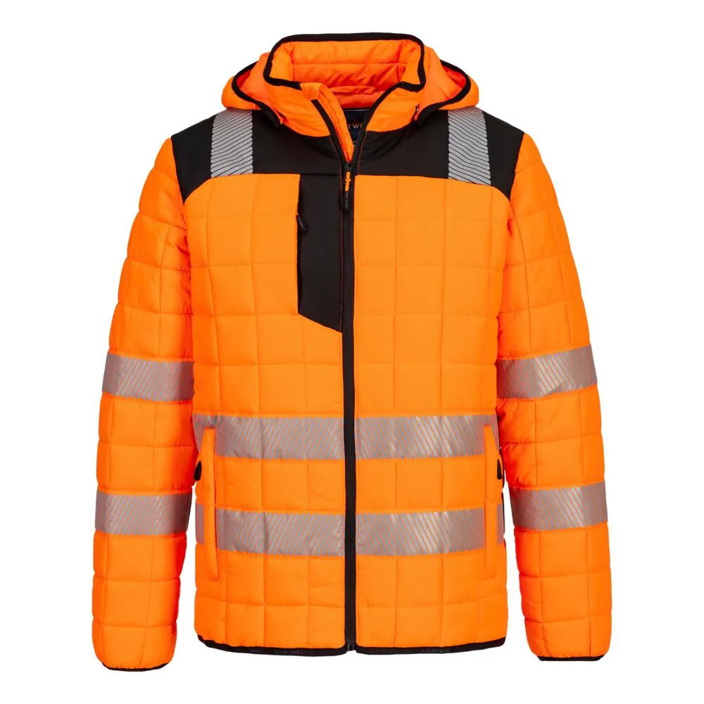 Μπροστινή φωτογραφία του T165 - PW3 Hi-Vis Square Baffle Jacket σε Orange-Black χρώμα
