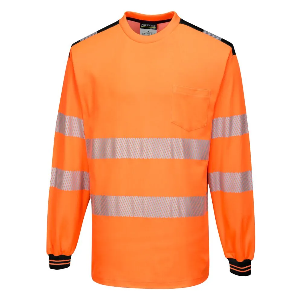 Μπροστινή φωτογραφία του T185 - PW3 Hi-Vis Μπλούζα L/S σε Orange-Black χρώμα