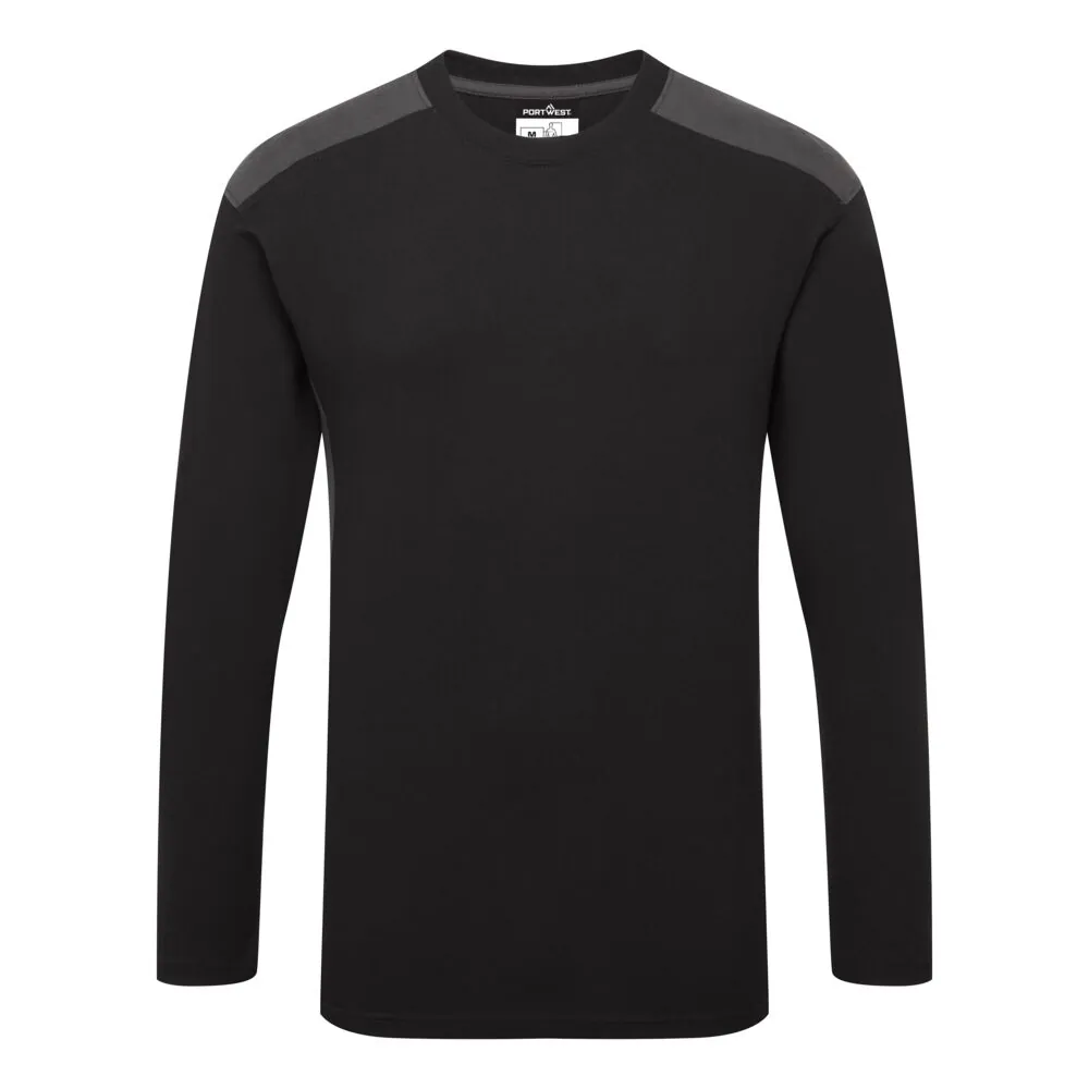 Μπροστινή φωτογραφία του W1664 - Two-Tone T-Shirt L/S σε Black-Grey χρώμα