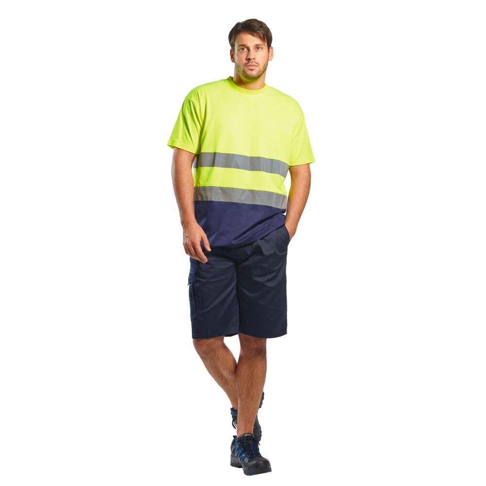 Φωτογραφία με μοντέλο του S173 - T-shirt Cotton Comfort Δίχρωμο σε Yellow-Navy χρώμα