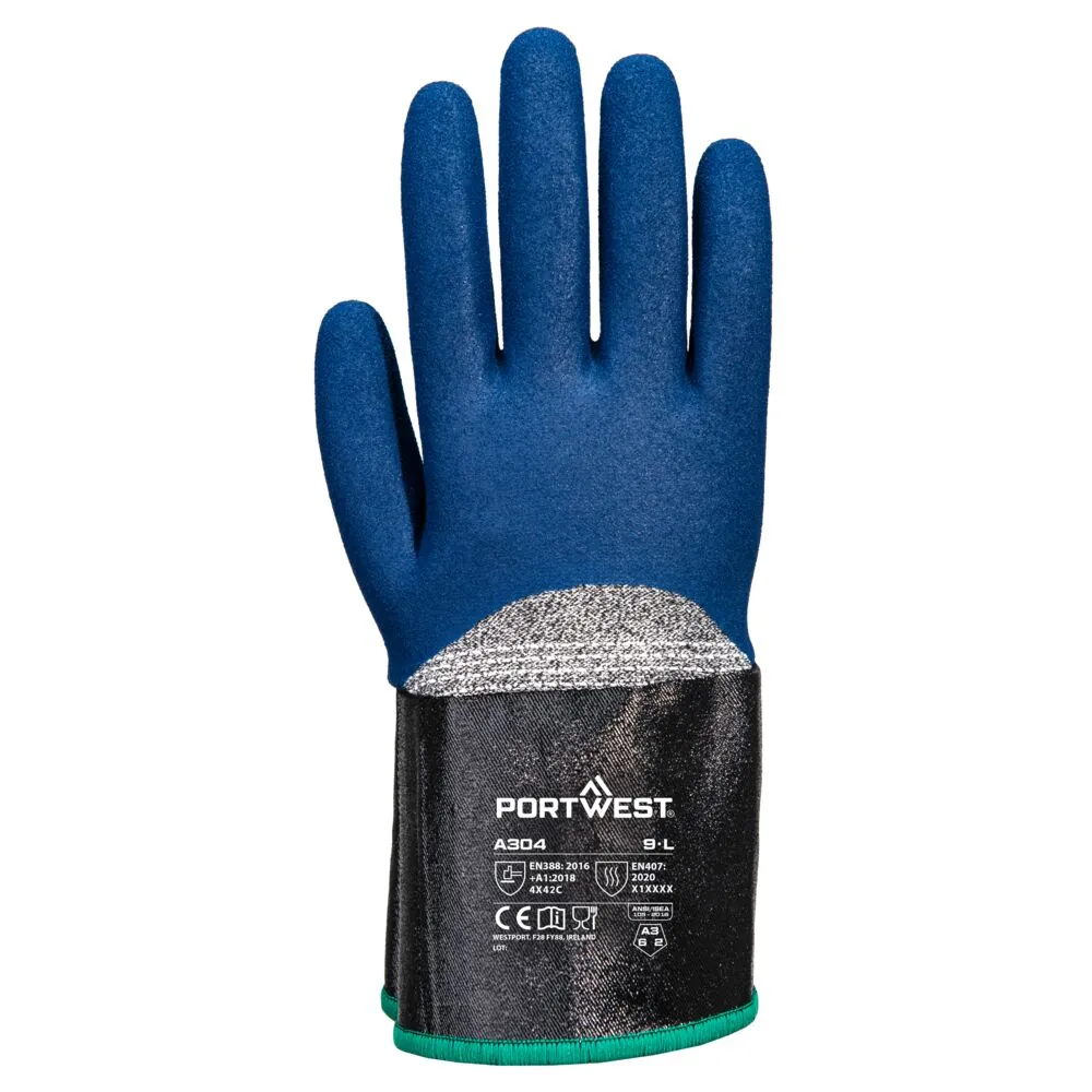 Φωτογραφία από πίσω του A304 - Grip C13 Nitrile Foam Extend Cuff Glove σε Grey-Blue χρώμα