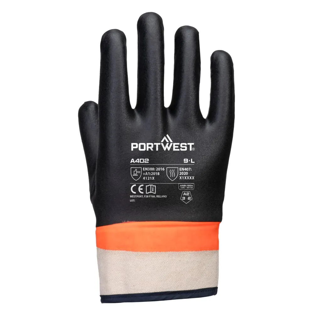 Φωτογραφία από πίσω του A402 - Grip PVC Sandy Double Dipped Glove σε Black-Orange χρώμα