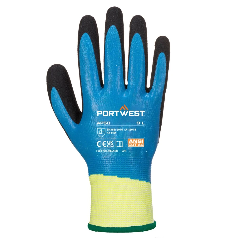 Φωτογραφία από πίσω του AP50 - Γάντι Κοπής Aqua Pro σε Blue-Black χρώμα