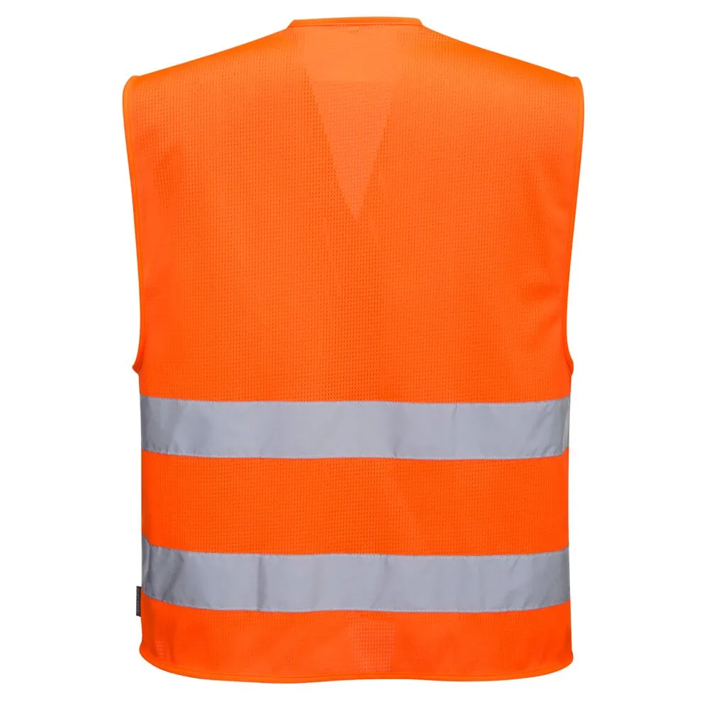 Φωτογραφία από πίσω του C374 - MeshAir Hi-Vis δύο ζωνών γυλέκο σε Orange χρώμα