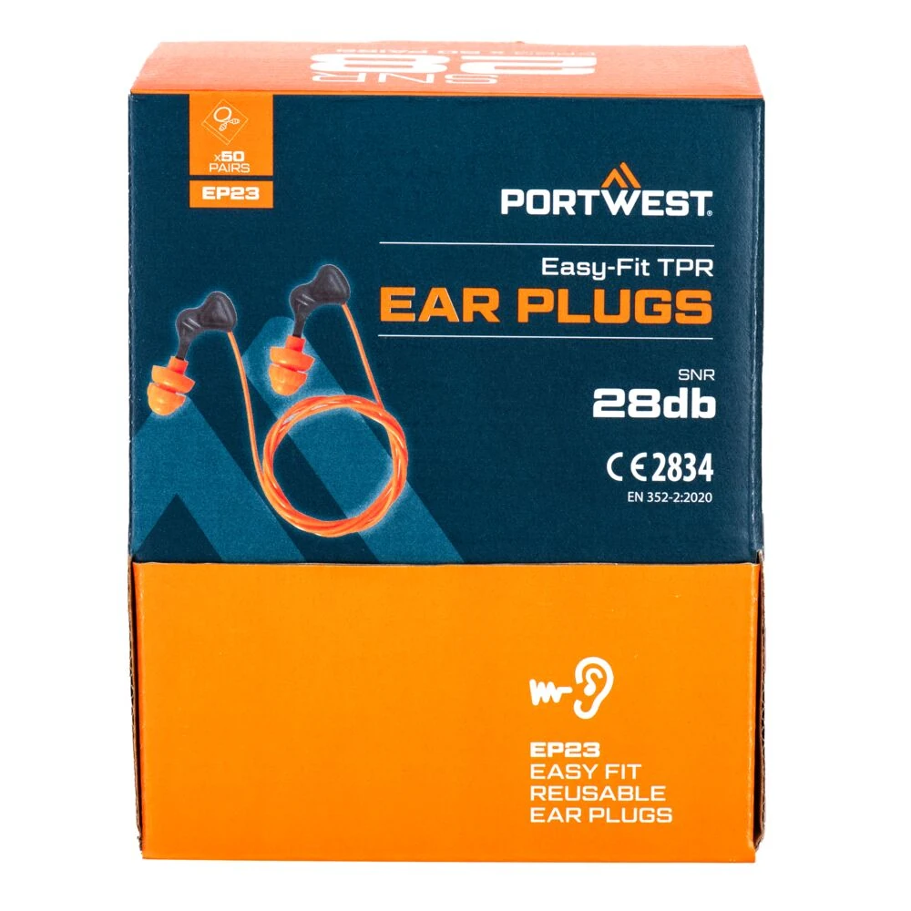 Φωτογραφία από πίσω του EP23 - Easy Fit TPR Ear Plugs (50 Pairs) σε Orange χρώμα