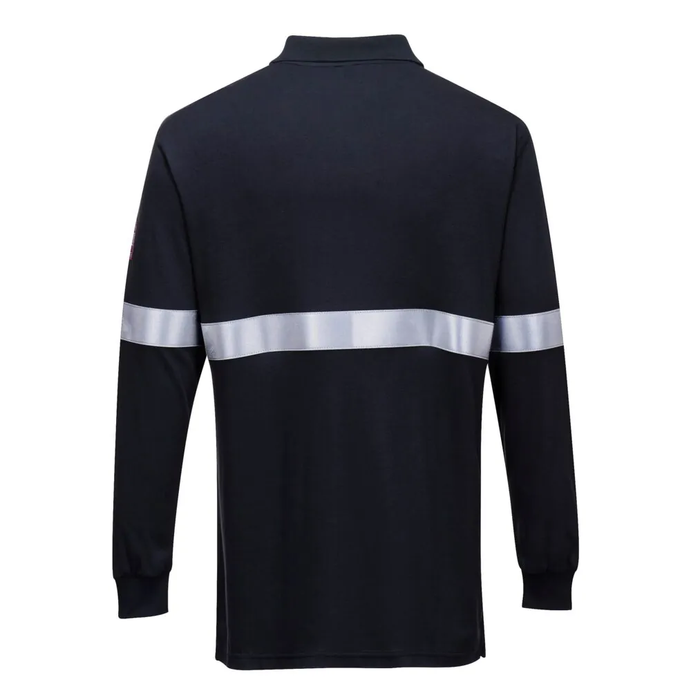 Φωτογραφία από πίσω του FR03 - Ανθεκτικό σε φλόγα Αντιστατικό Μακρυμάνικο Πόλο με Ανακλαστική Ταινία σε Navy χρώμα