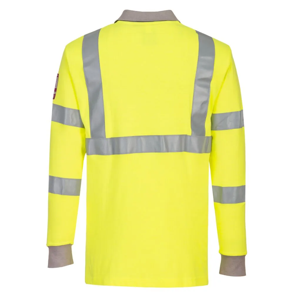 Φωτογραφία από πίσω του FR77 - Modaflame Hi-Vis Μπλούζα Πόλο Αντιστατική FR Μακρύ μανίκι σε Yellow χρώμα