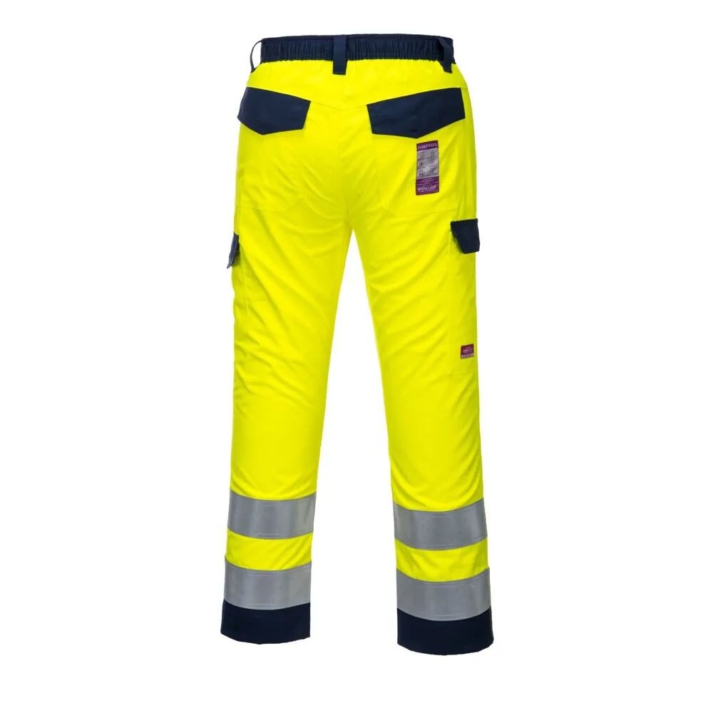 'Οπισθεν φωτογραφία του MV46 - Hi-Vis Modaflame παντελόνι σε Yellow/Navy χρώμα
