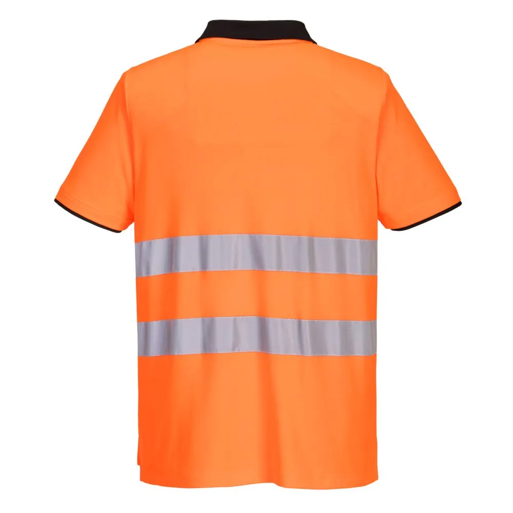 Φωτογραφία από πίσω του PW212 - PW2 Hi-Vis Polo Shirt S/S σε Orange-Black χρώμα