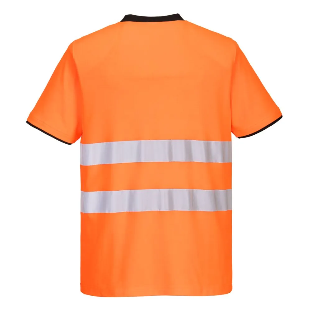 Φωτογραφία από πίσω του PW213 - PW2 Hi-Vis T-Shirt S/S σε Orange-Black χρώμα
