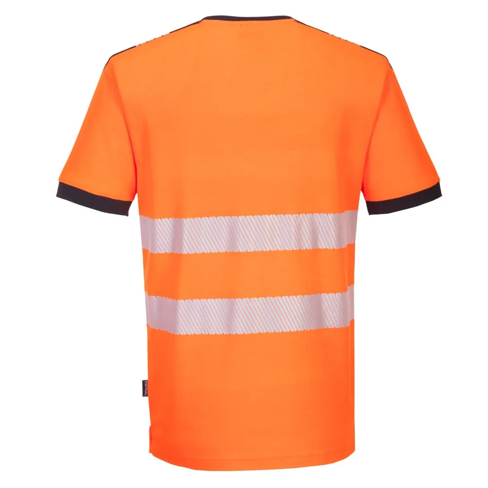 Φωτογραφία από πίσω του PW310 - PW3 Ανακλαστικό T-Shirt με V σε Orange-Black χρώμα