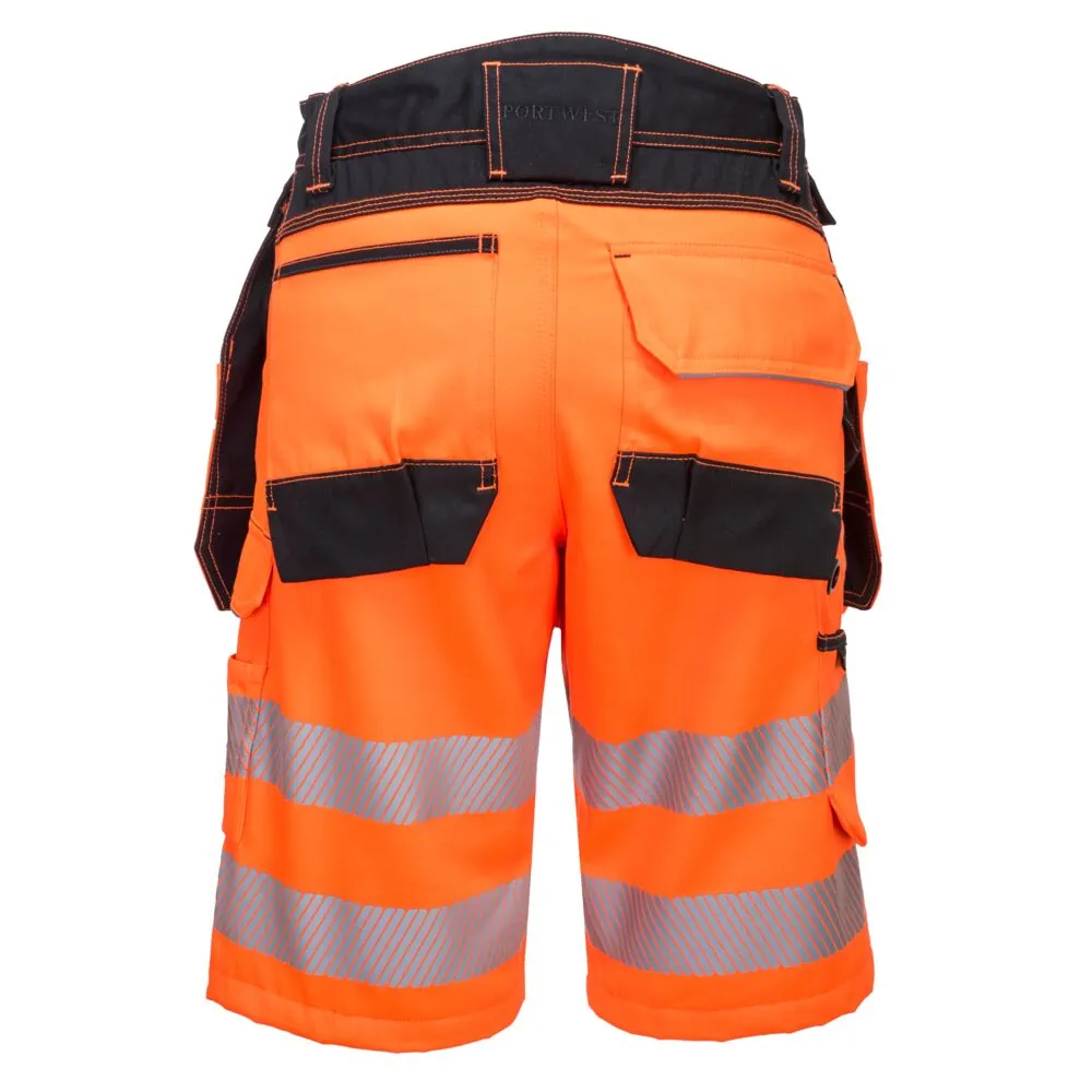 'Οπισθεν φωτογραφία του PW343 - PW3 Hi-Vis σορτς σε Orange/Black χρώμα