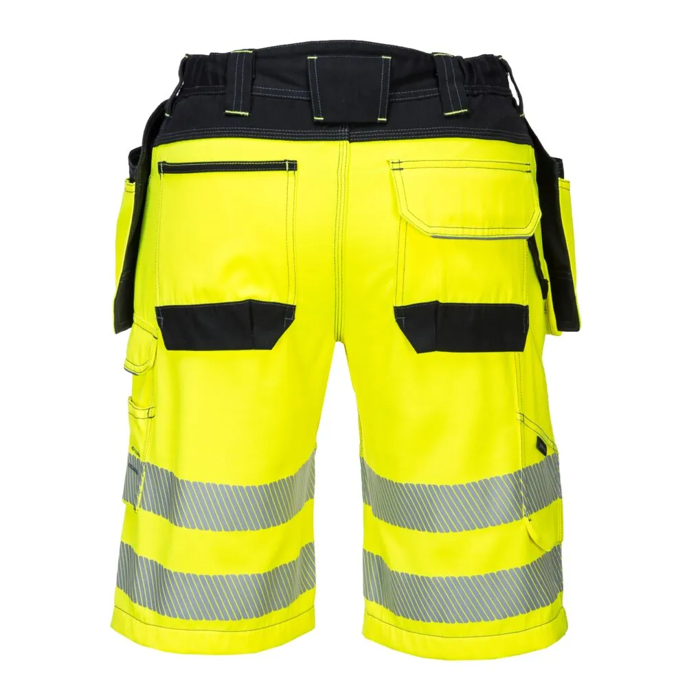 'Οπισθεν φωτογραφία του PW343 - PW3 Hi-Vis σορτς σε Yellow/Black χρώμα
