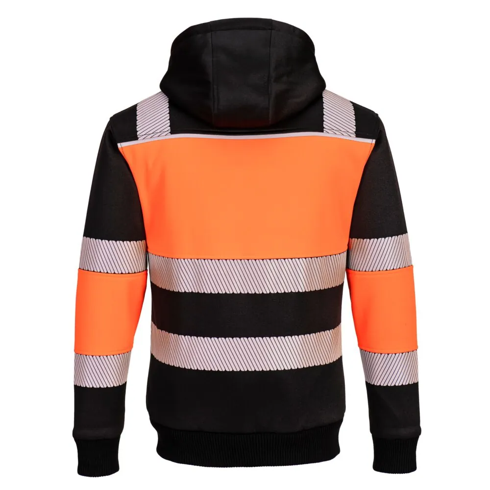 Φωτογραφία από πίσω του PW377 - PW3 Class 1 Zipped Winter Hoodie σε Orange-Black χρώμα