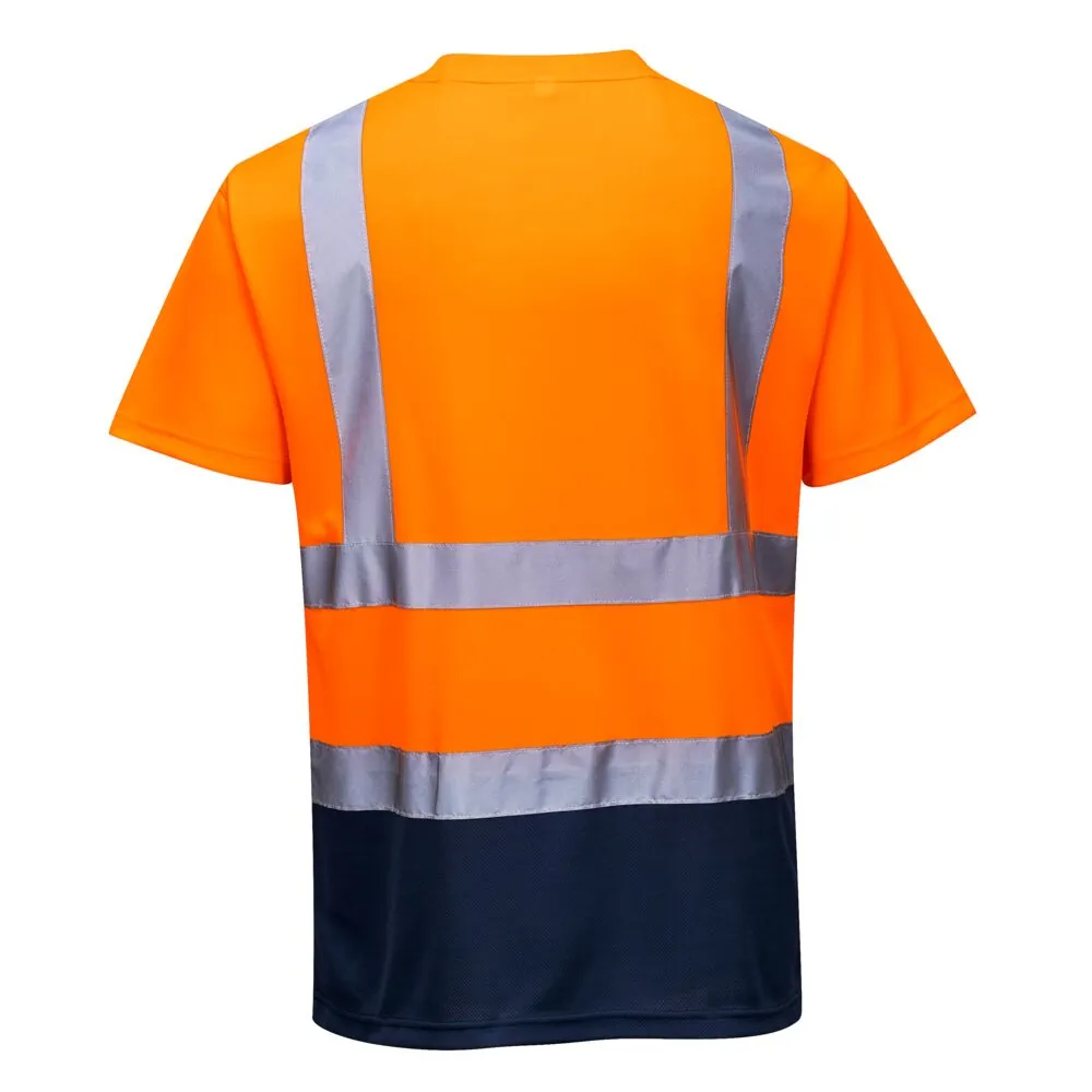 Φωτογραφία από πίσω του S378 - Δίχρωμο T-shirt σε Orange-Navy χρώμα