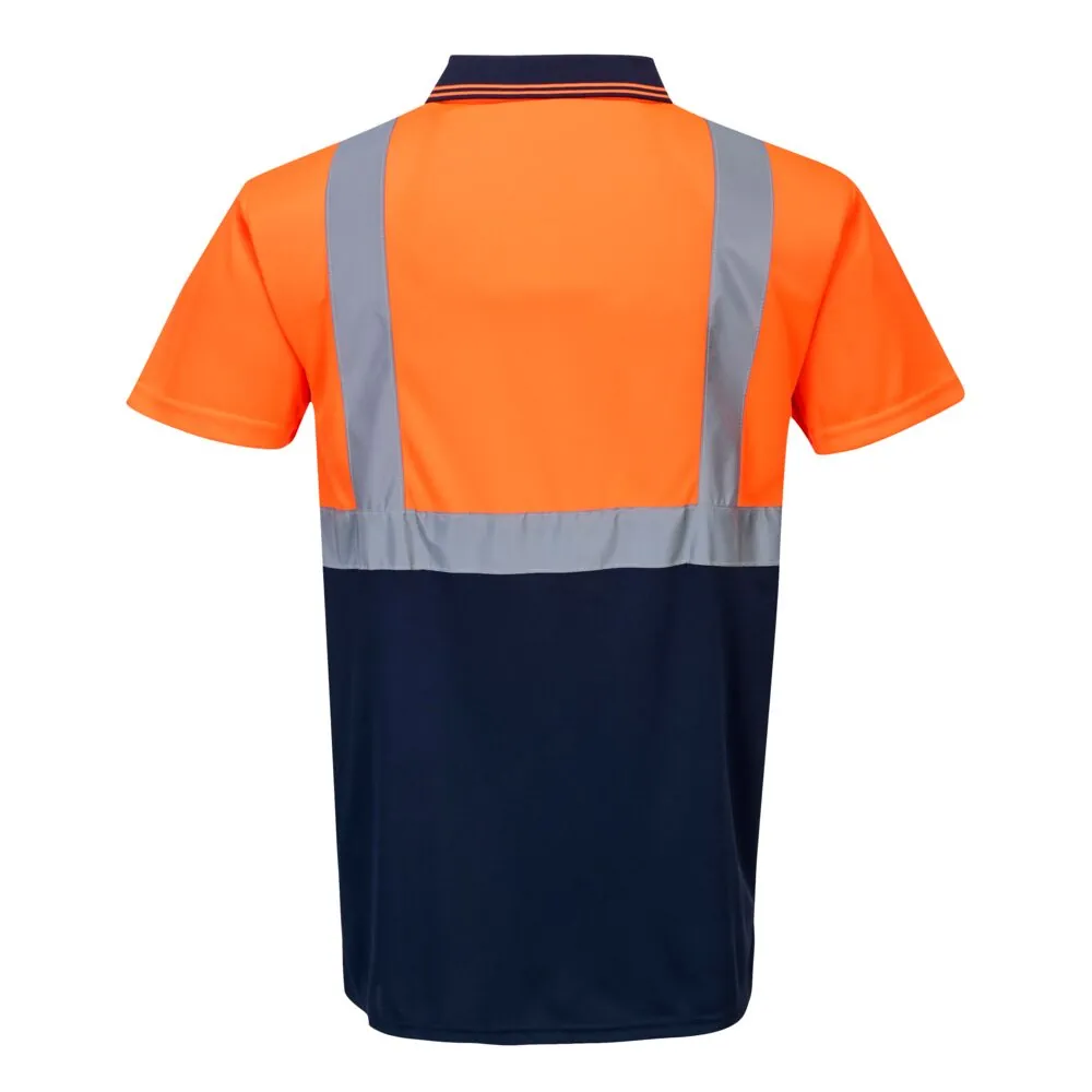 Φωτογραφία από πίσω του S479 - Πόλο Δίχρωμο. σε Orange-Navy χρώμα