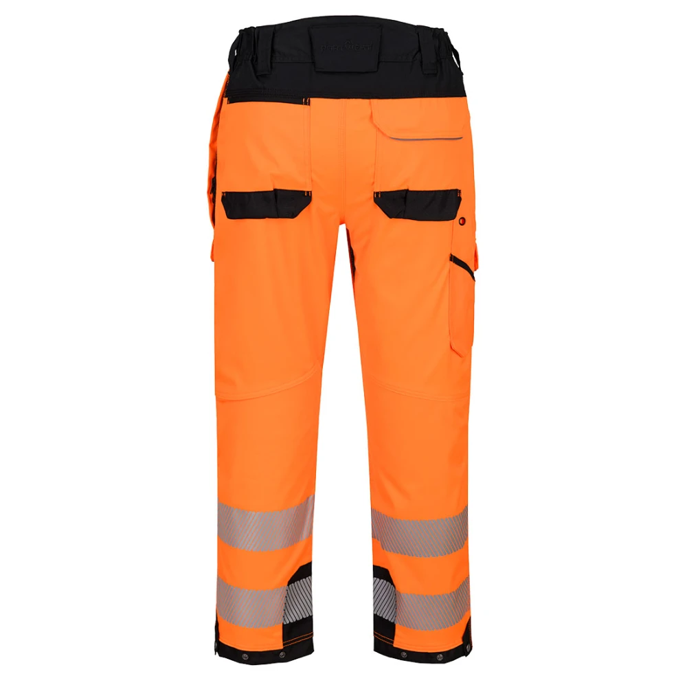 Όπισθεν φωτογραφία του T142 - PW3 Hi-Vis Harness Trouser σε Orange/Black χρώμα