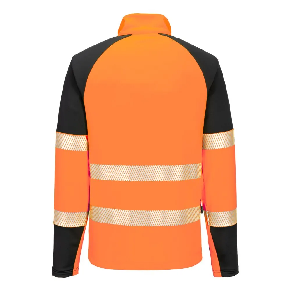 Φωτογραφία από πίσω του T172 - Hi-Vis Φούτερ με Φερμουάρ 1/4 PW3 σε Orange-Black χρώμα