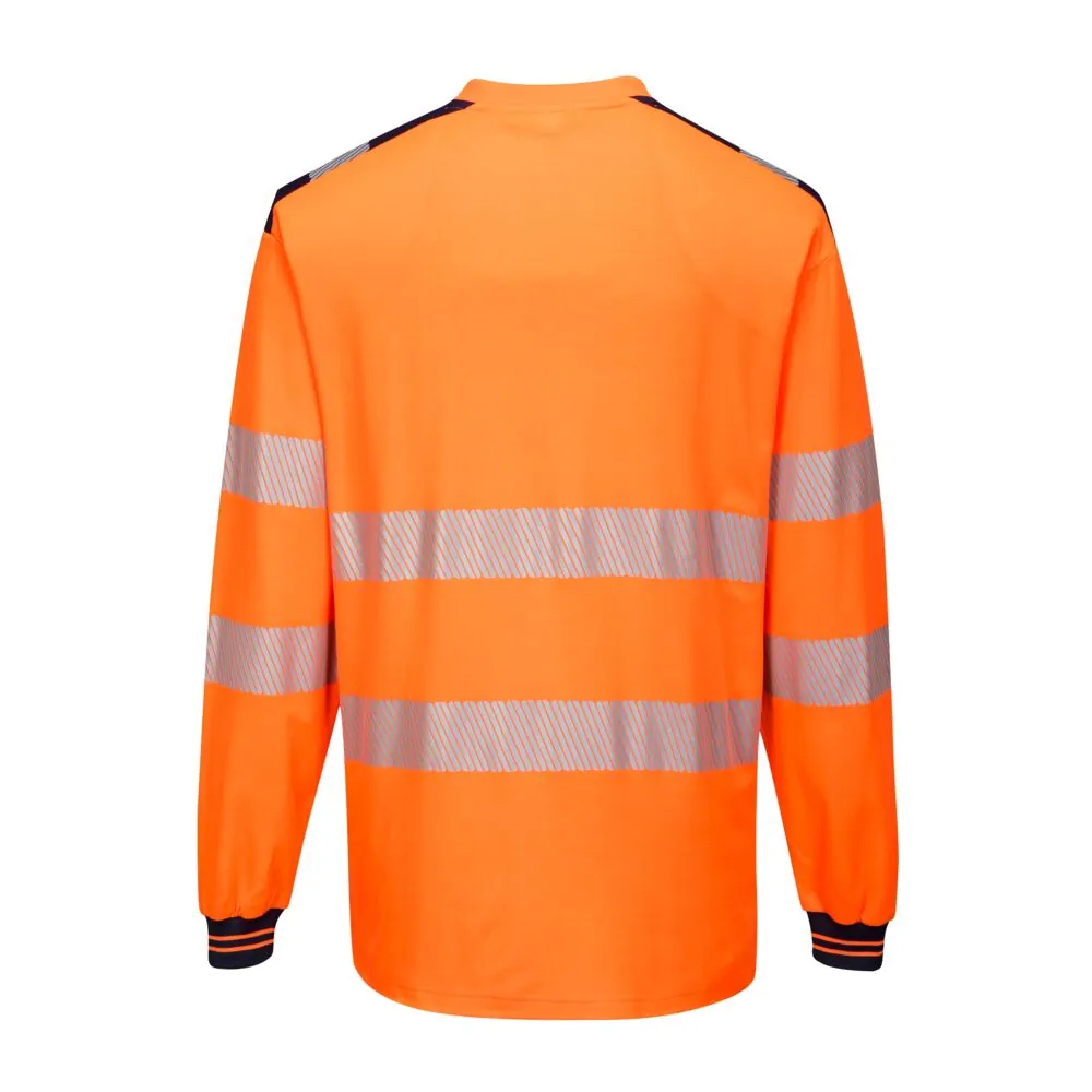 Φωτογραφία από πίσω του T185 - PW3 Hi-Vis Μπλούζα L/S σε Orange-Black χρώμα