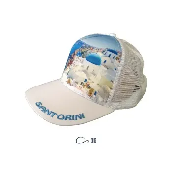 Φωτογραφία από Mesh souvenir καπέλο - Πεντάφυλλο καπέλο τζόκεϊ σε χρώμα Santorini