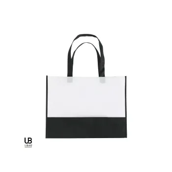 Φωτογραφία από Tel-Aviv - Τσάντα αγοράς με δίχρωμη πιέτα / Non woven σε χρώμα White-Black