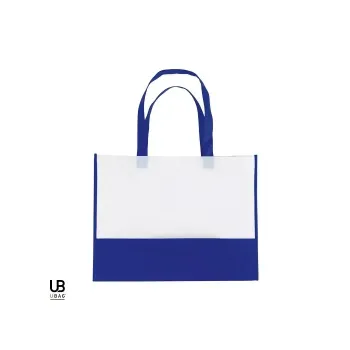 Φωτογραφία από Tel-Aviv - Τσάντα αγοράς με δίχρωμη πιέτα / Non woven σε χρώμα White-Royal