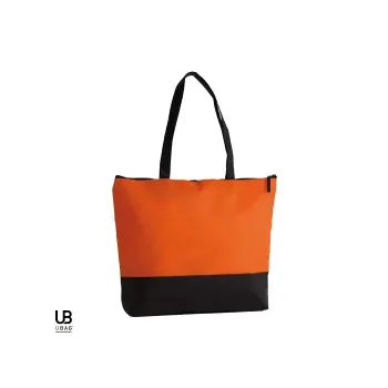 Φωτογραφία από San Diego - Τσάντα αγοράς με φερμουάρ, με πάτο σε χρωματική αντίθεση / Non woven σε χρώμα Orange-Black