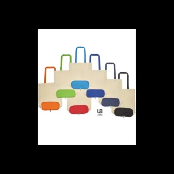 Φωτογραφία από Reno - Τσάντα αγοράς αναδιπλούμενη σε χρώμα Natural-Navy