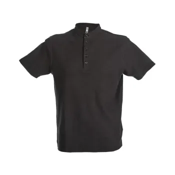 Φωτογραφία από Kuwait Man - Ανδρικό πόλο με γιακά μανδαρίνου σε χρώμα Black