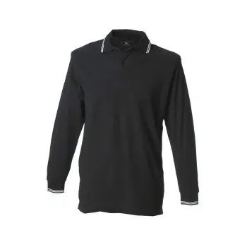 Φωτογραφία από New Marsiglia - Ανδρικό μακρυμάνικο πόλο πικέ σε χρώμα Black-White