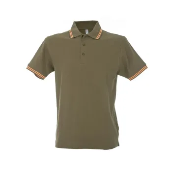 Φωτογραφία από Paris Man - Ανδρικό πόλο πικέ σε χρώμα Army-Orange