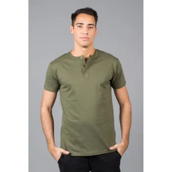 Φωτογραφία από Malaga - Unisex T-shirt με κουμπάκια σε χρώμα Army