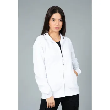 Φωτογραφία από Malesia Lady - Γυναικεία ζακέτα φούτερ σε χρώμα White