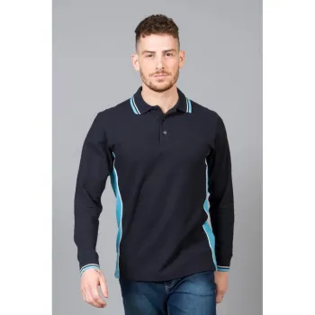 Φωτογραφία από Malta - Ανδρικό μακρυμάνικο πόλο πικέ σε χρώμα Navy-Sky Blue