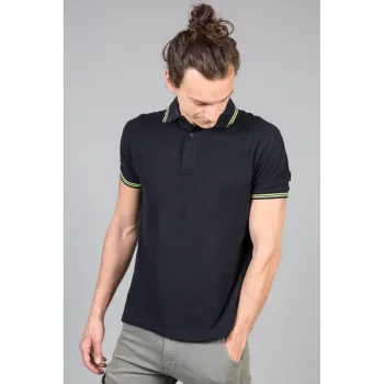 Φωτογραφία από Paris Man - Ανδρικό πόλο πικέ σε χρώμα Navy-Yellow
