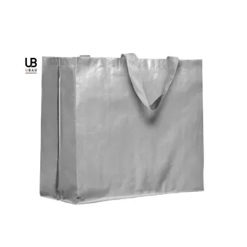 Φωτογραφία από Orlando - Μεγάλη τσάντα αγοράς PP woven με πλαστικοποιήση σε χρώμα Silver