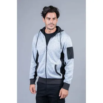 Φωτογραφία από New Quebec Man - Ανδρική ζακέτα fleece με κουκούλα σε χρώμα Light Grey