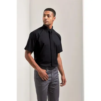 Φωτογραφία από PR202 - Ανδρικό κοντομάνικο πουκάμισο από ποπλίνα σε χρώμα Black