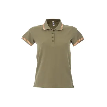 Φωτογραφία από Paris Lady - Γυναικείο πόλο πικέ δίχρωμο σε χρώμα Army-Orange