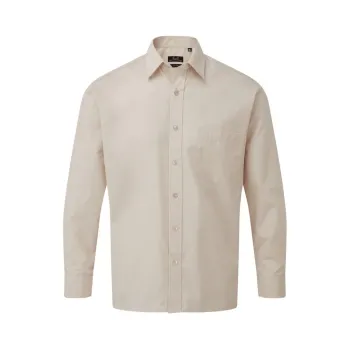Φωτογραφία από PR200 - Ανδρικό μακρυμάνικο πουκάμισο από ποπλίνα σε χρώμα Natural