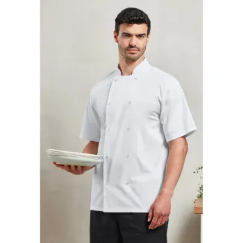 Κεντρική φωτογραφία από PR664 - Σακάκι σεφ κοντόμανικο με τρουκς σε χρώμα White